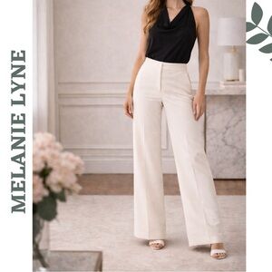 Melanie Lyne Off-White Wide Leg Dress Pants Size 2